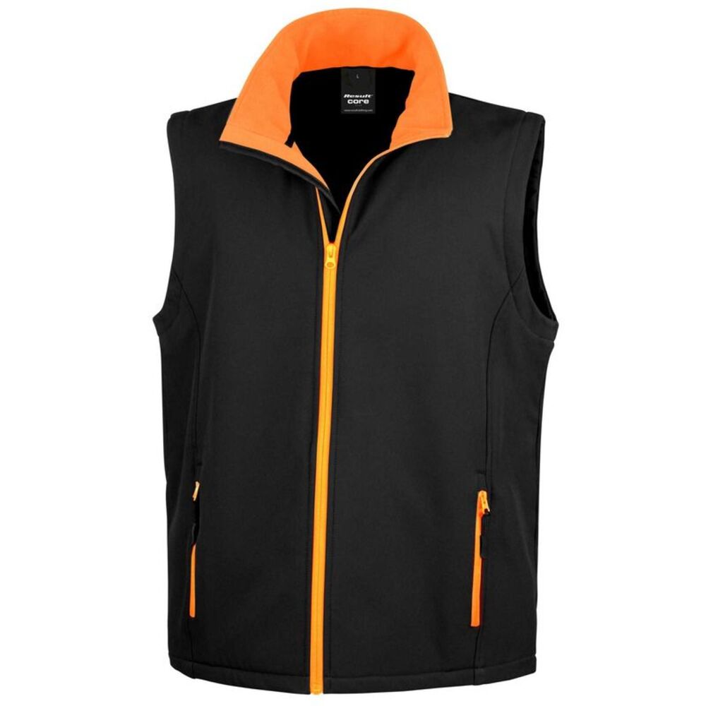 Result Mens Printable Softshell Body Warmer / Black/Orange